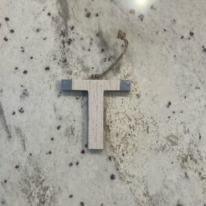 Wooden Letter T Ornament holiday ornament, white wood